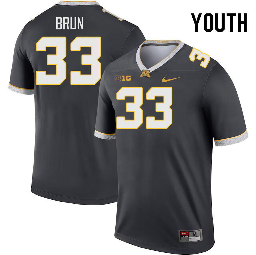 Youth #33 Harrison Brun Minnesota Golden Gophers College Football Jerseys Stitched-Charcoal